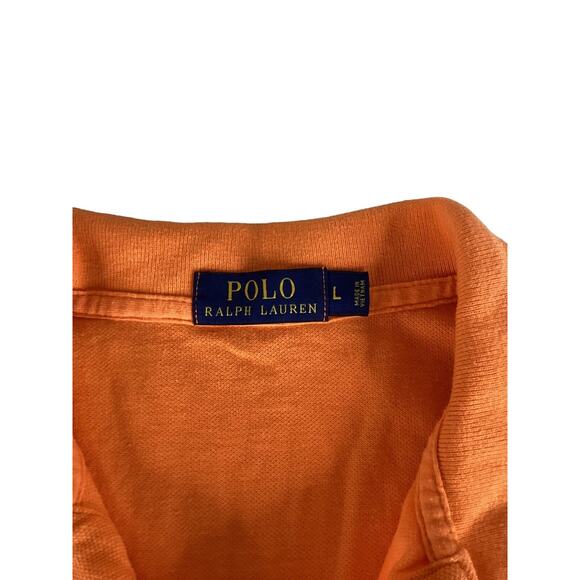 Polo Ralph Lauren Mens L Classic Polo Shirt Short Sleeve Orange Green Logo - Picture 7 of 7